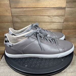 Cole Haan Womens Size 9.5 B Carrie Gray Calf Hair Leopard Print Leather Sneakers